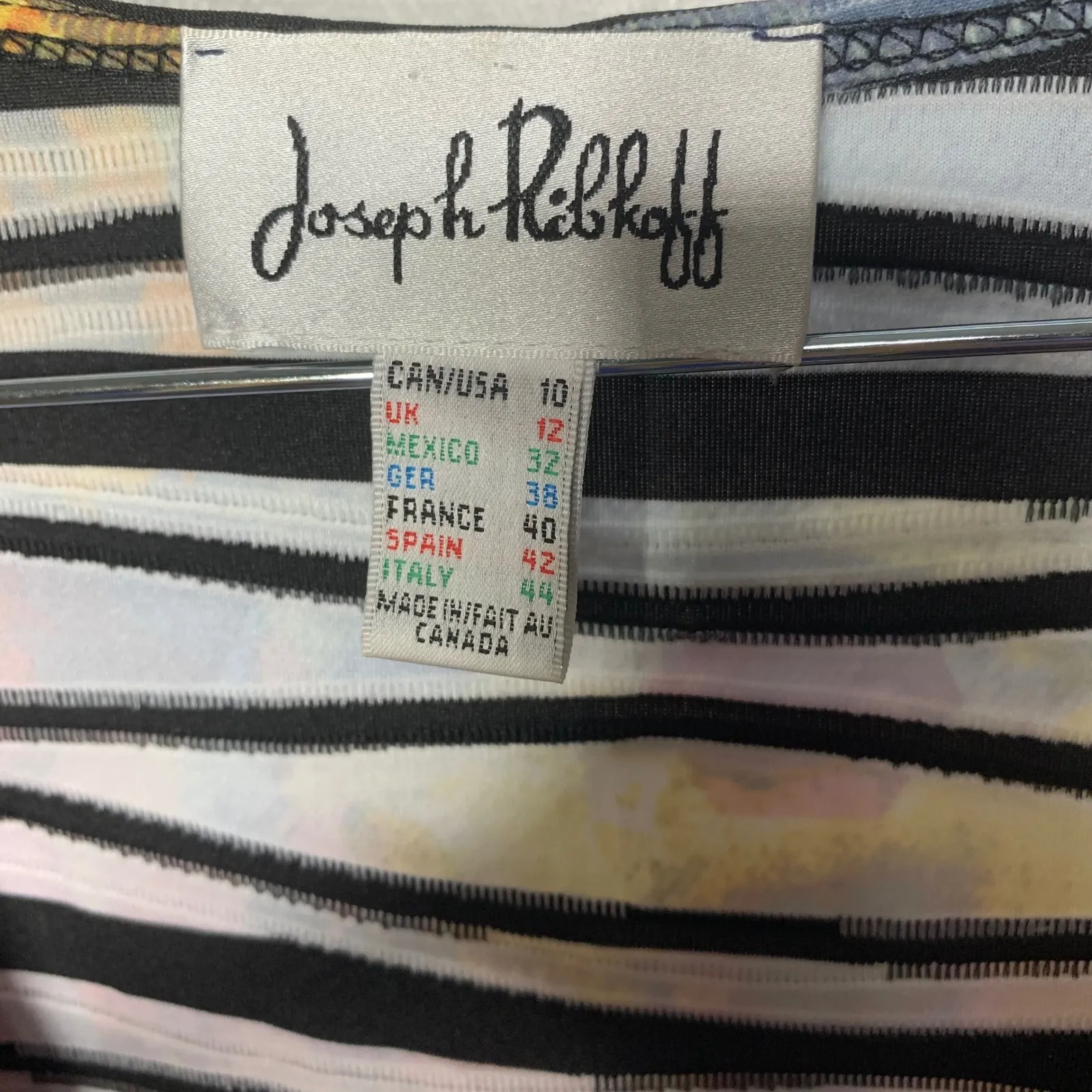 Joseph Ribkoff floral colorful pleated bodycon sheath dress size 10 party career - Image 4