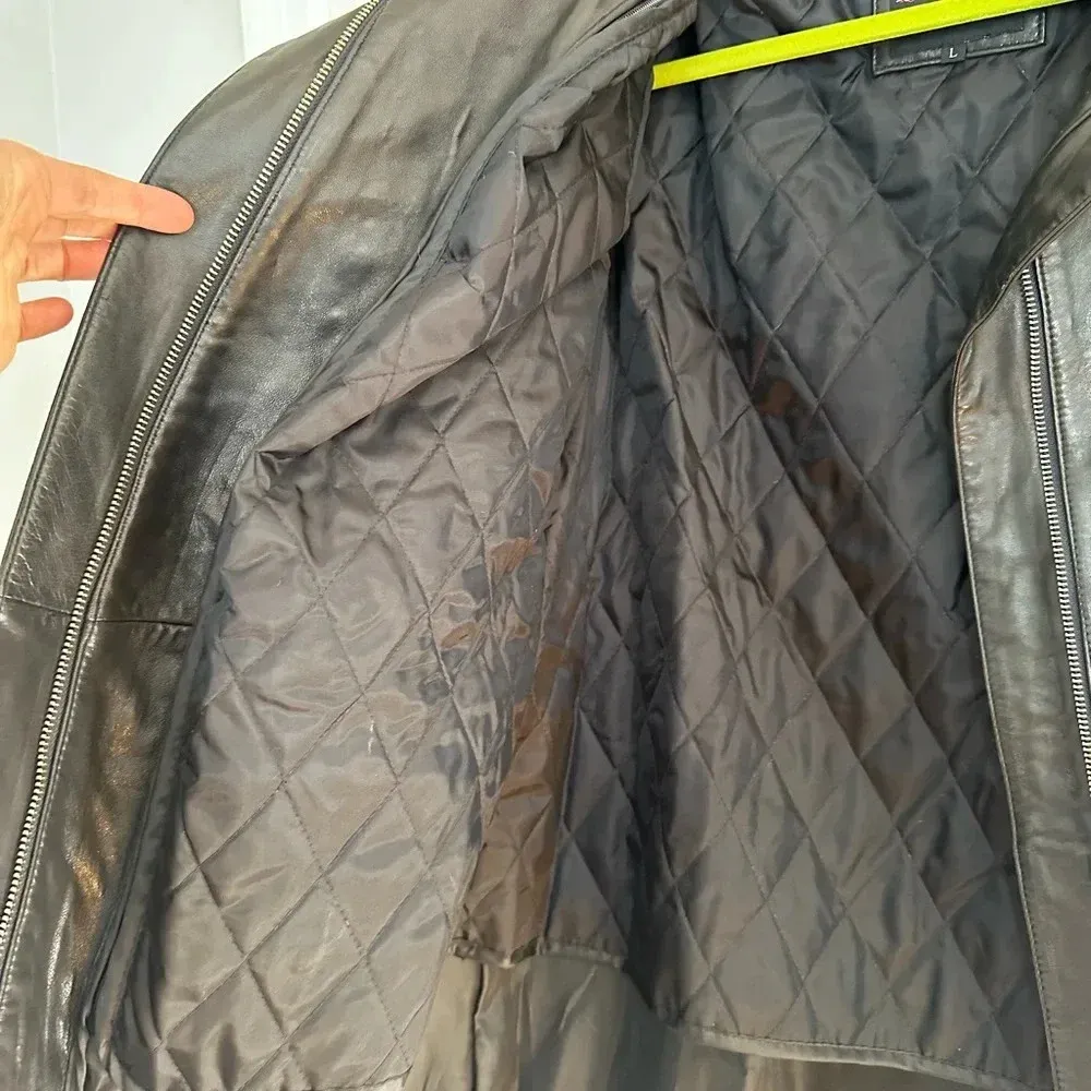 Women’s Large Roberto Rucci Black Leather Jacket. Removable Quilted Lining. - Image 12