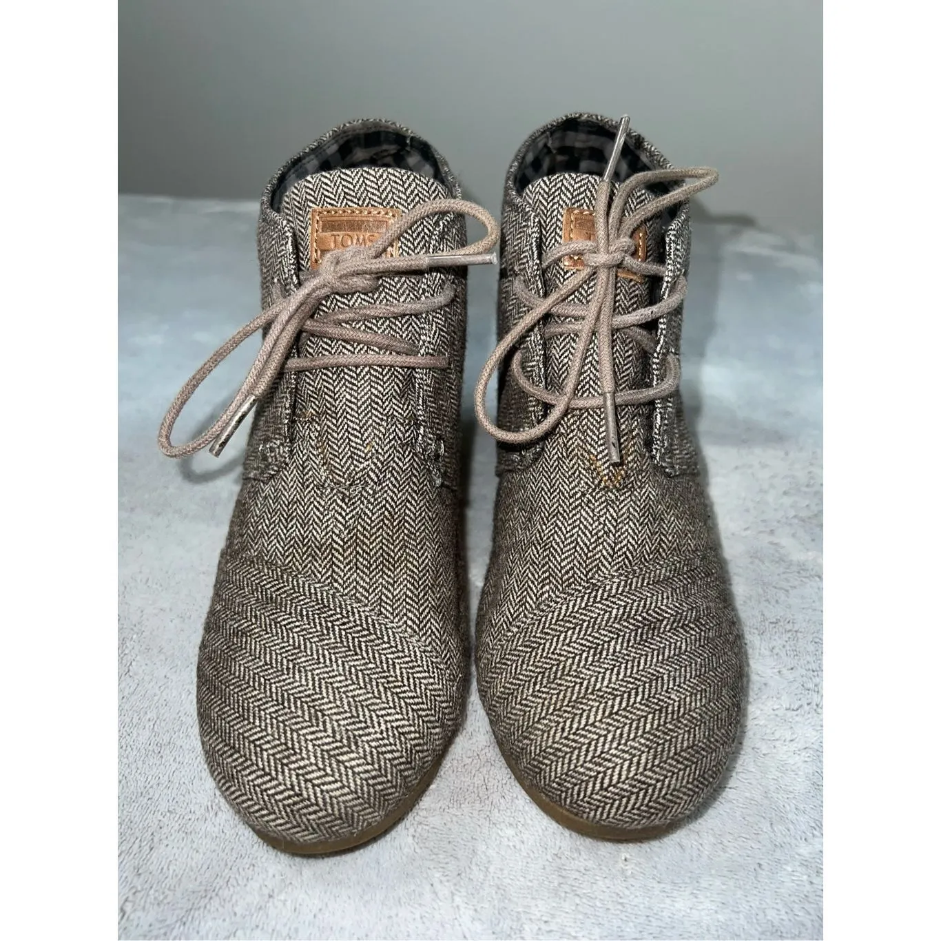 TOMS Cloth Fall Herringbone Wedge Bootie Women’s 8 - Image 2