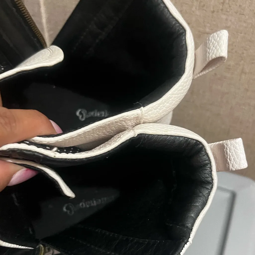 BareTraps Ivory Combat Boots with Black Accents - Image 9