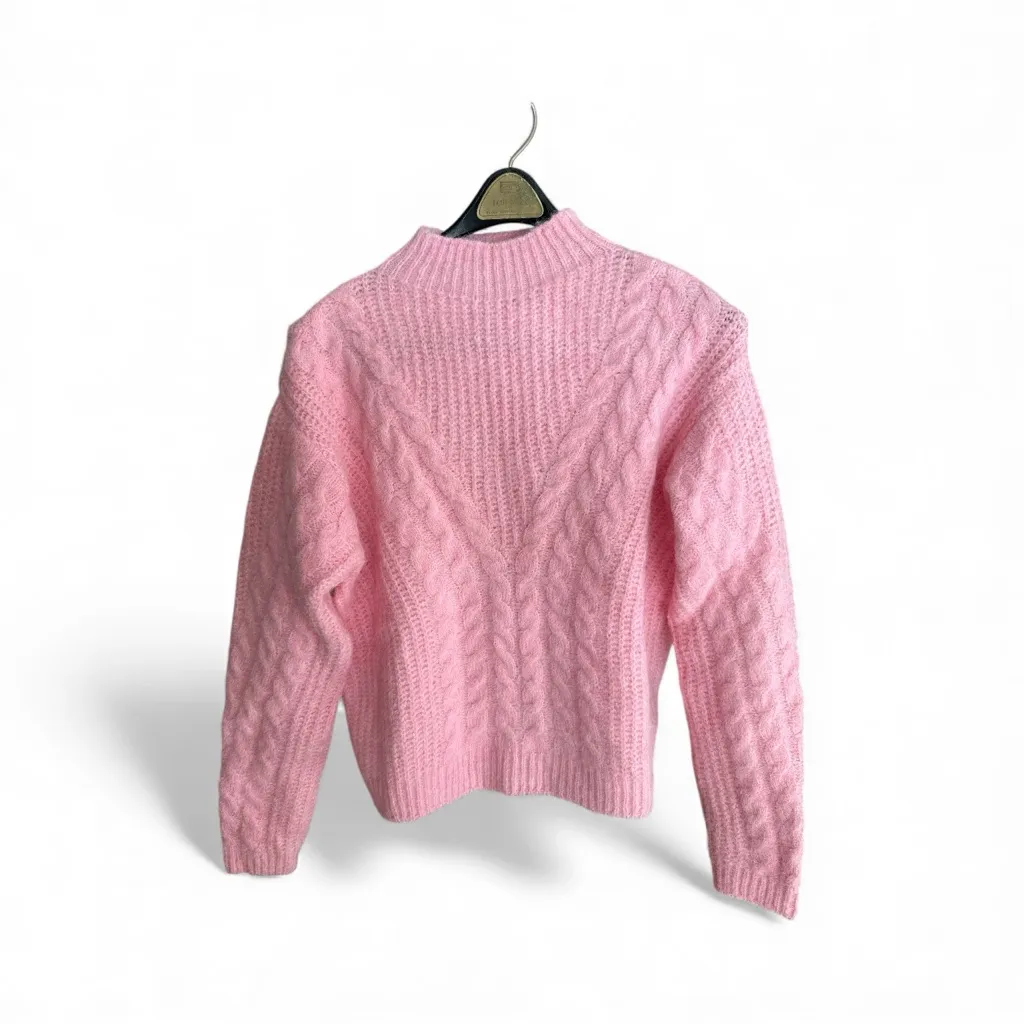 NWT Universal Threads pink cable knit cropped pull over cozy cabin sweater S - Image 4