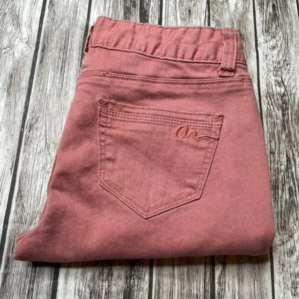 American Rag Cie Low Rise Dusty Rose Soft Pink Skinny Jeans 1 Regular 1R Stretch - Image 4