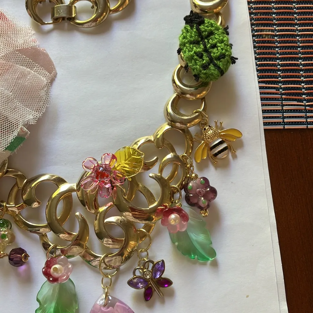 Handcrafted summer themed necklace Gold - Image 4