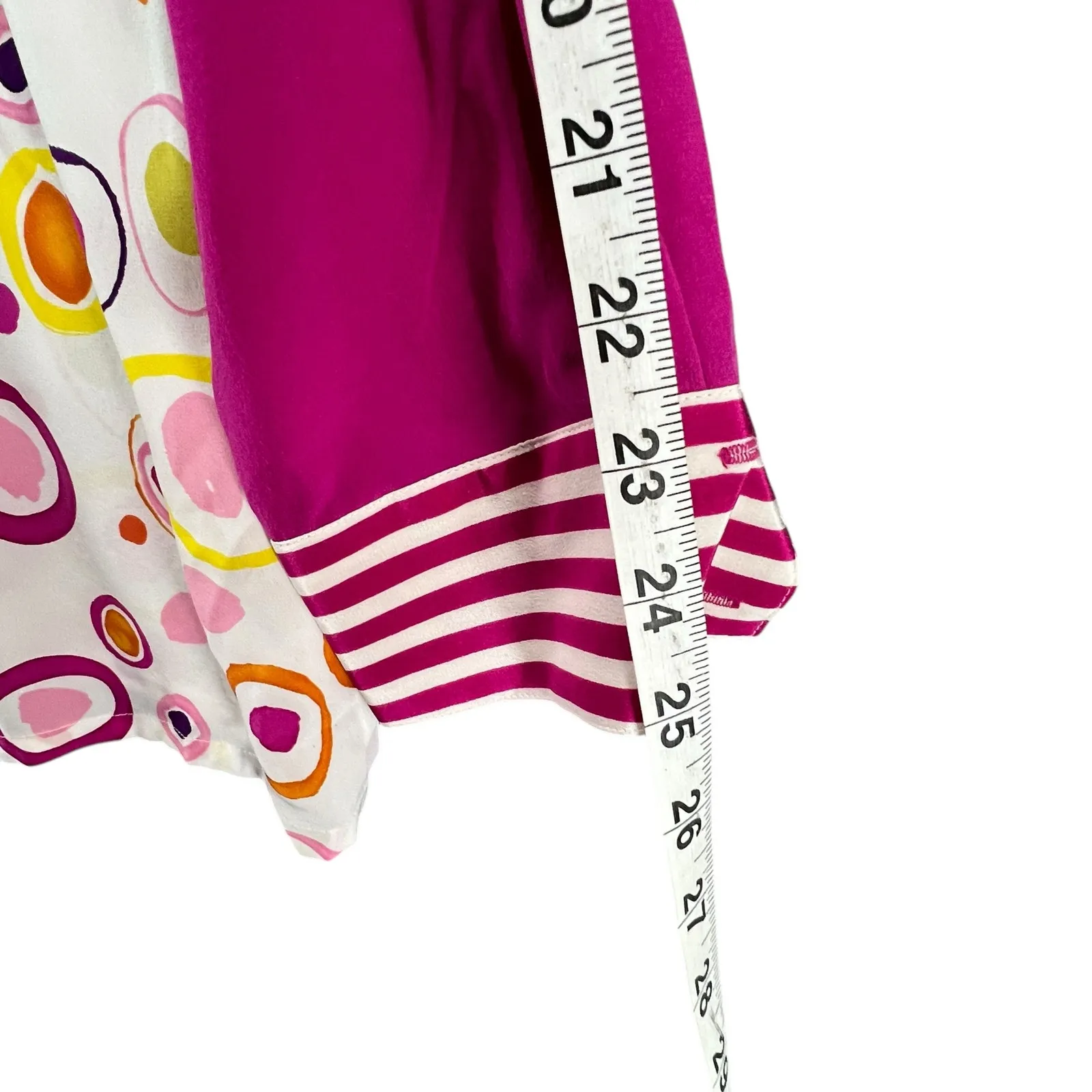 Koos Of Course Vintage Blouse Womens L Pink White Silk Abstract 90s Retro Top Size L - Image 10