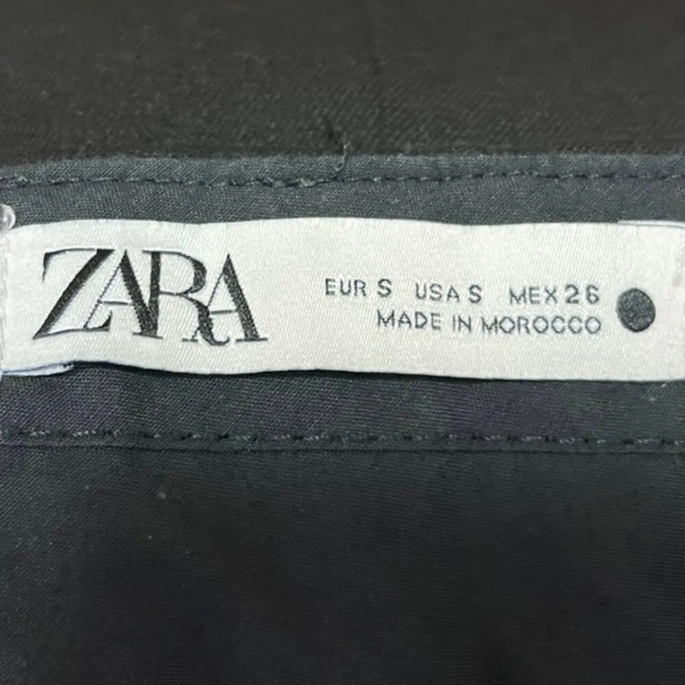 Zara Black High Rise Flat Front Straight Leg Ankle Trouser Dress Pants Size S - Image 4