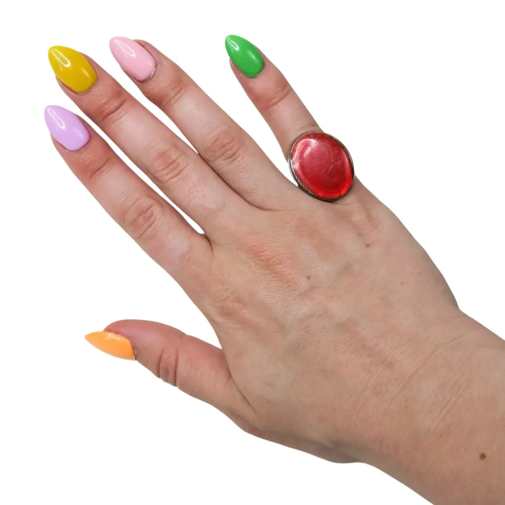 Vintage Silver Red Signet Ring - Image 3