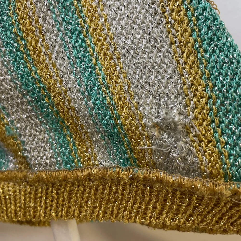 Vintage Bloomingdales BUTLER & WALKER Striped Gold and Green Knit Tank Top S - Image 5