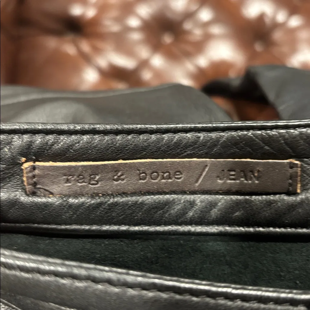 Rag & Bone Black Leather cuffed slim pants size 25 - Image 8