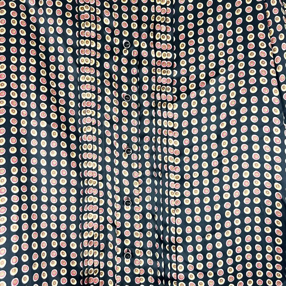 Tyler Boe Silk Tunic Top Size 8 Long Sleeve Button Front Print Quiet Luxury Black - Image 3