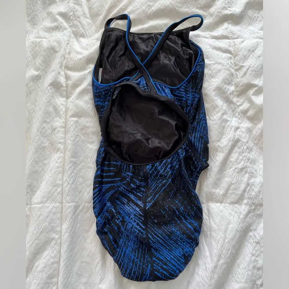 Black & Blue Speedo one piece swim suit - Image 4