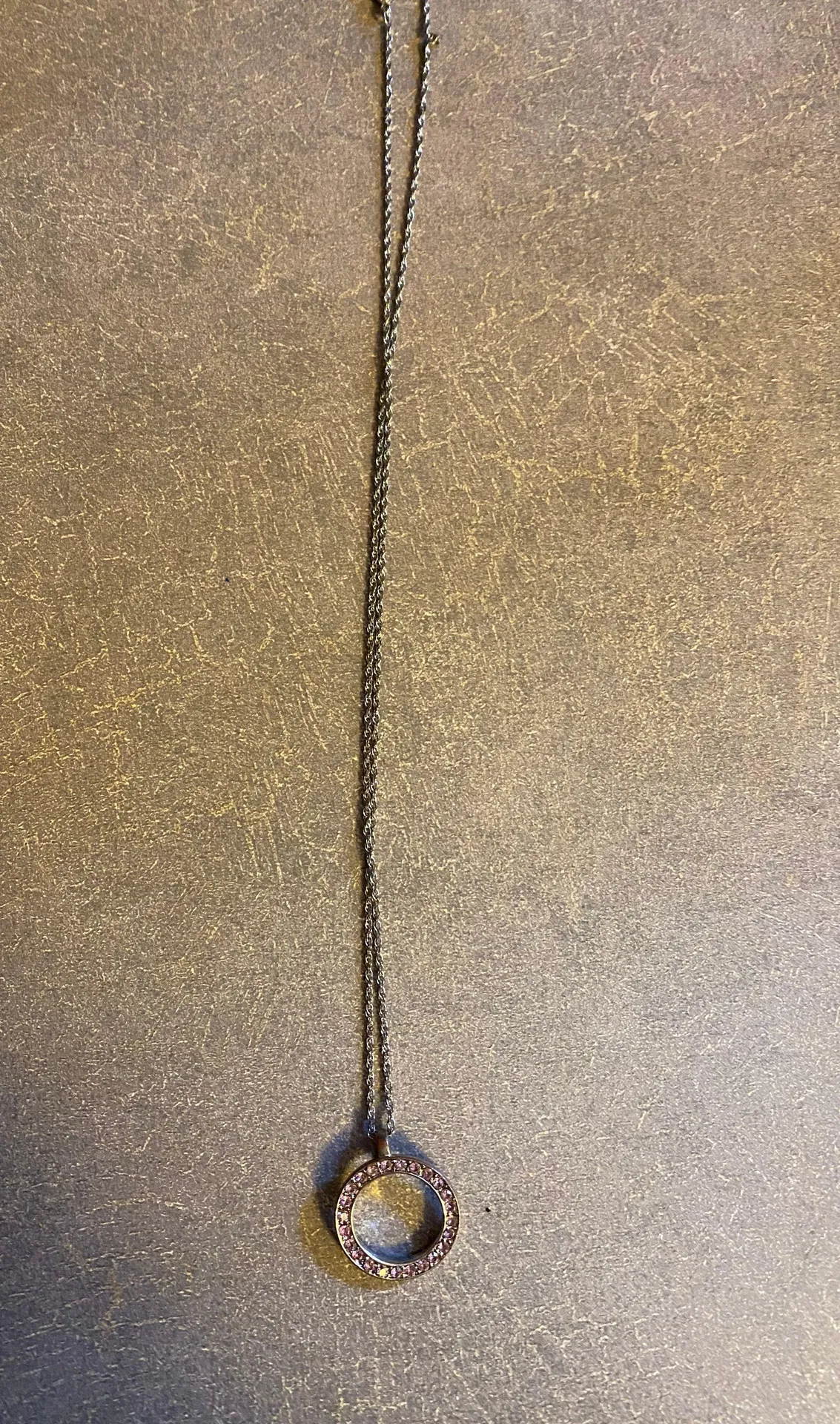 Pink Rhinestone Circle Necklace - Image 2