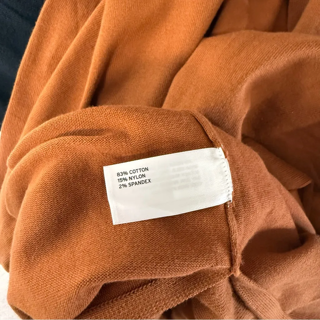 Duluth Trading Co. Longline Duster Cardigan Open Front Rust Burnt Orange Knit 3X - Image 6