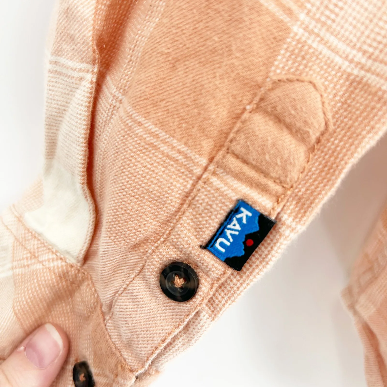 KAVU Womens Outdoor Billie Jean Plaid Corduroy Elbow Patch Boyfriend Shirt M - Image 7