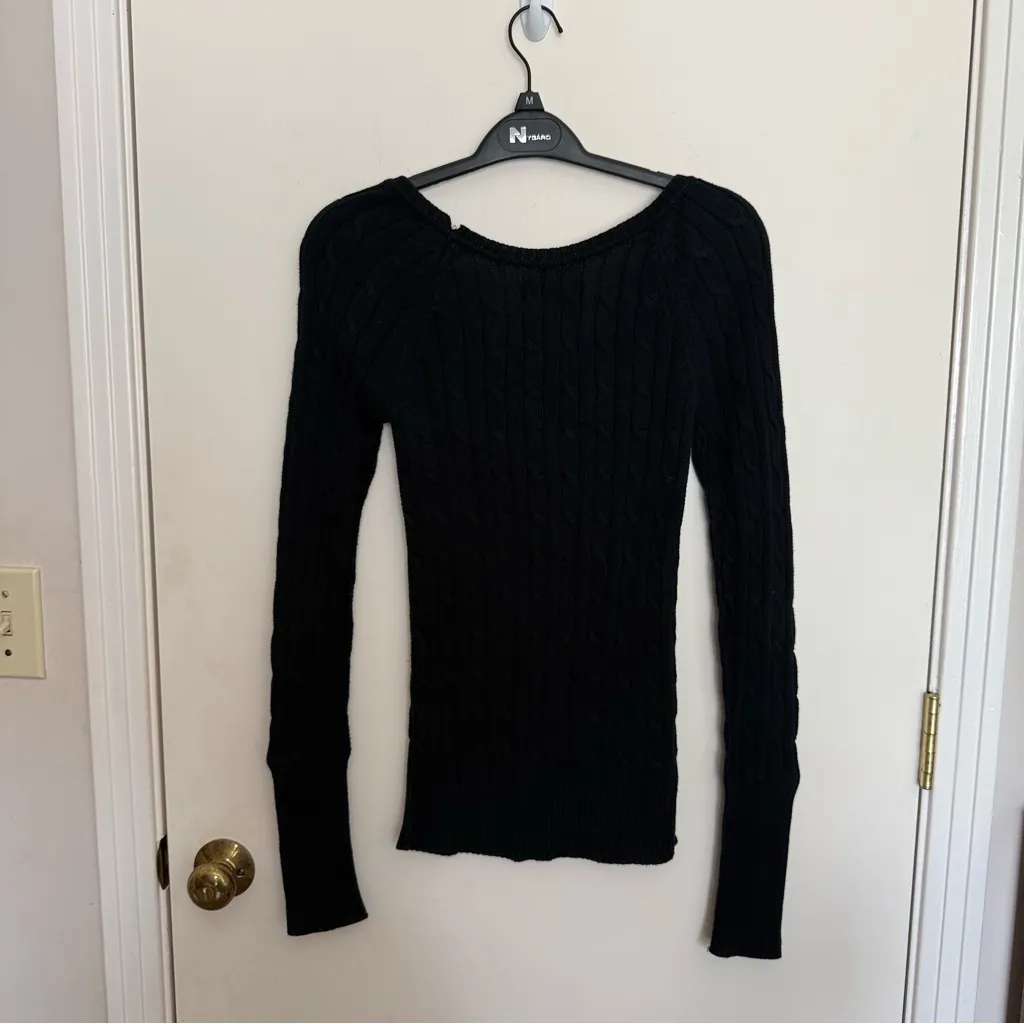Elegant Black Cable Knit Sweater - Image 5