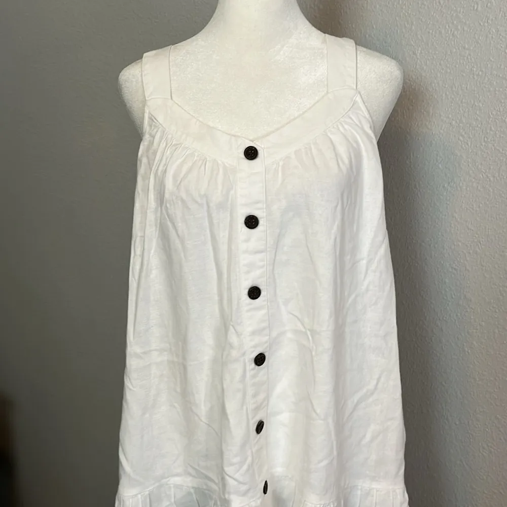 JCrew Factory Linen Blend Button Front Mini Dress White Size 00 - Image 2