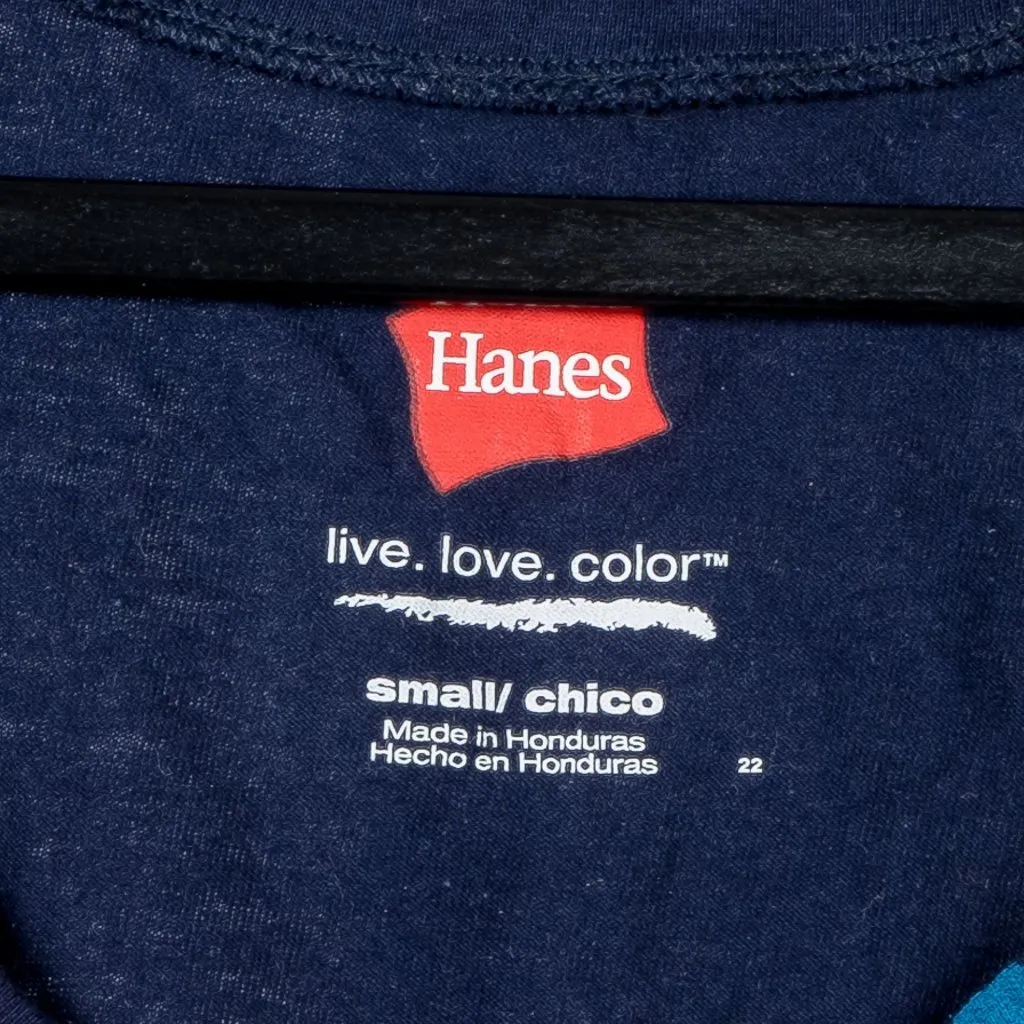 Hanes Tank Top S Womens Navy Blue VNeck Colorful Pink Orange Textured Cotton - Image 4