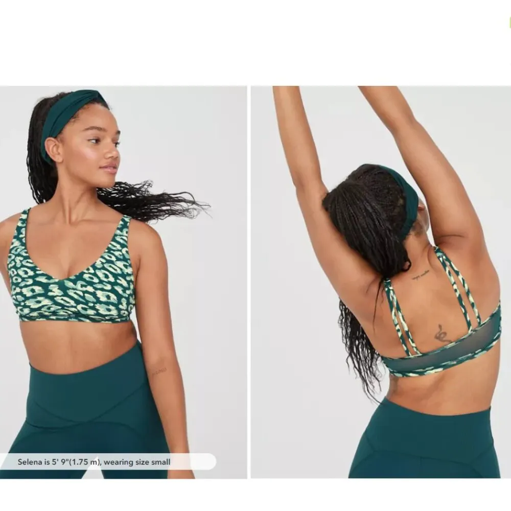 Offline  Goals Plunge Sports Bra Deep Forest Green Animal Print Size Small - Image 2