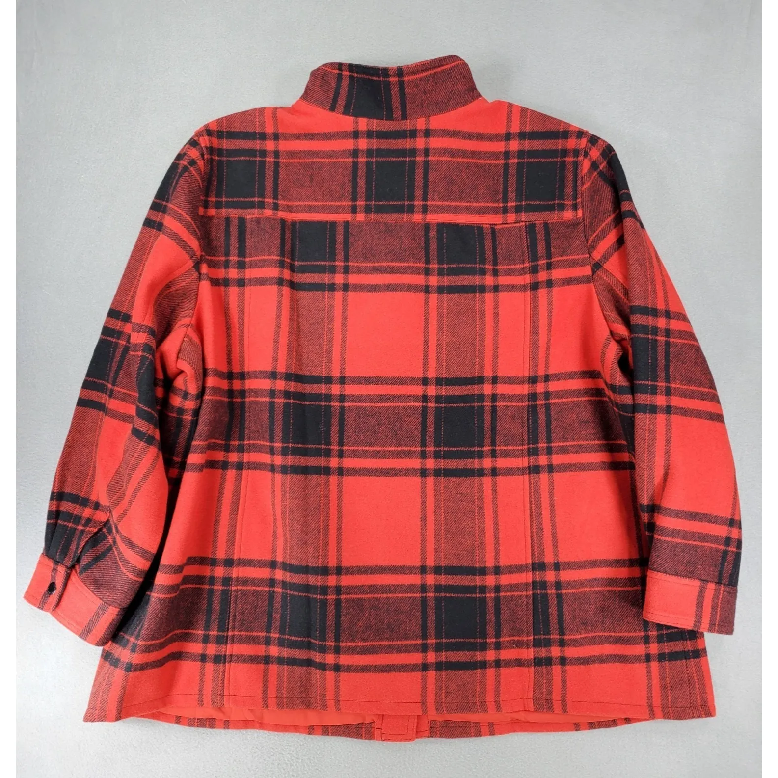 New Talbots Women Wool Blend Red Fireplace Buffalo Plaid Jacket Coat 3X Plus - Image 4