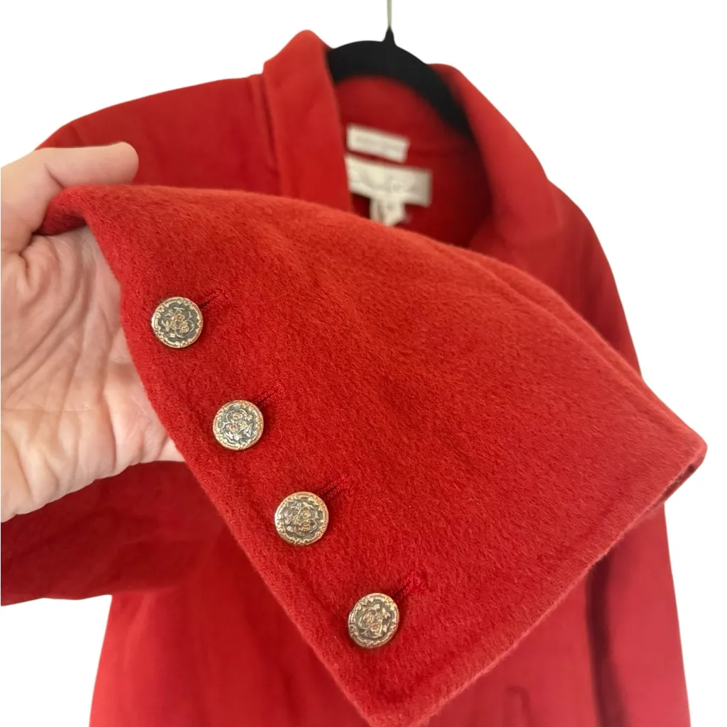 Oscar De La Renta Vintage Cashmere Red/Orange Blazer Button Up Jacket - Image 9