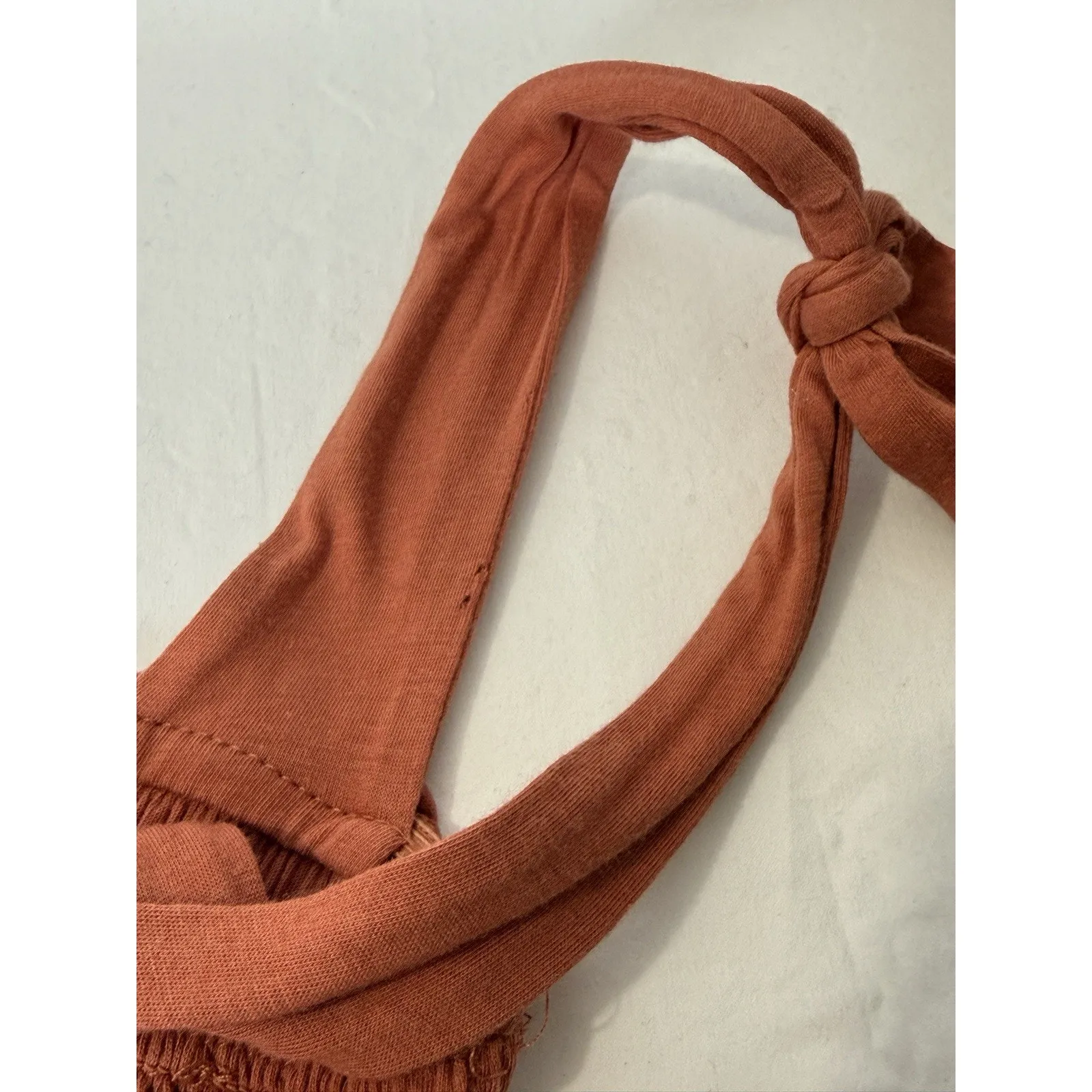 Free People Women’s Smocked Wide-Leg Bohemian Jumpsuit Rust Orange XS - Image 12