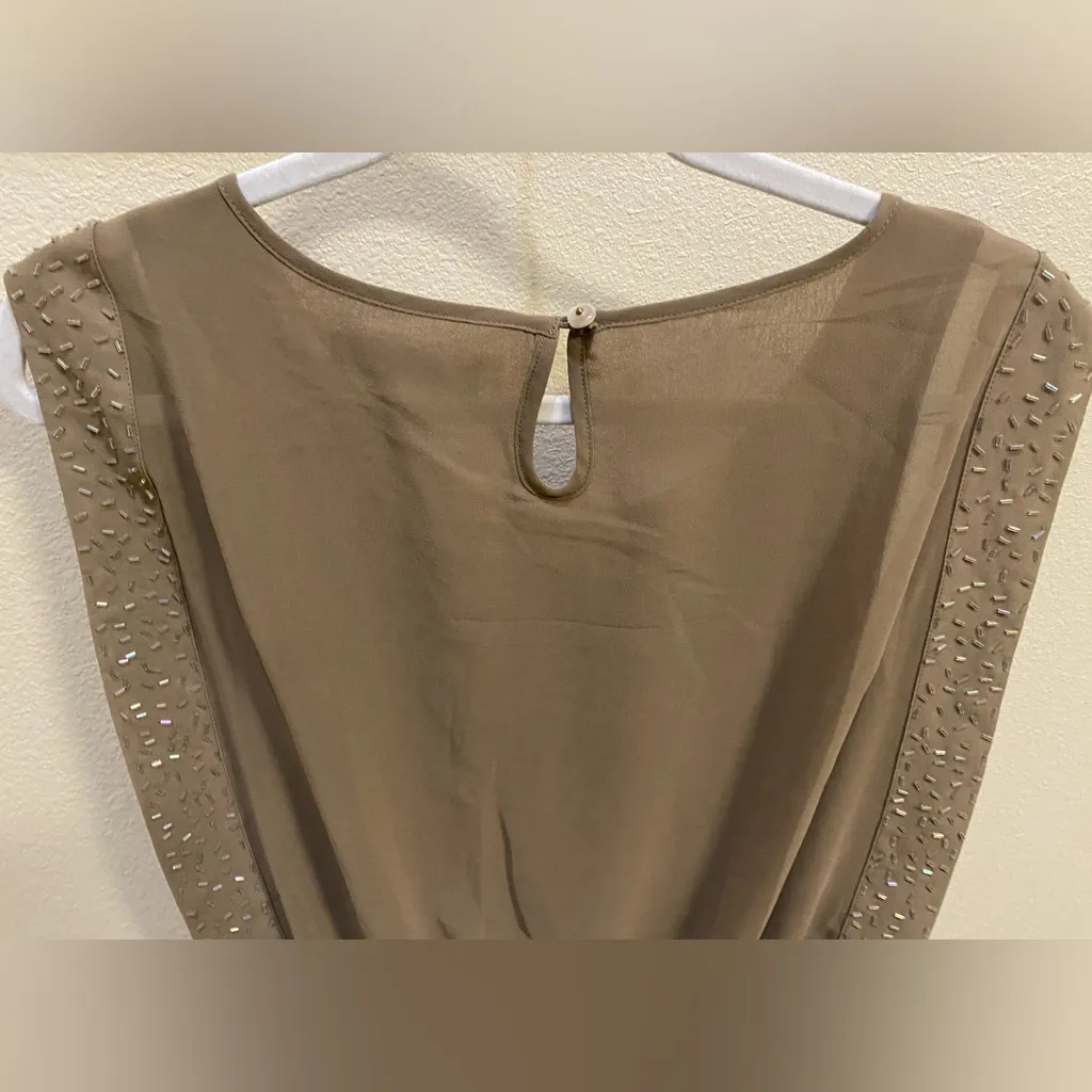 Giorgia & Johns embroidered Pencil Tight Sleeveless Dress Women's Sz Large Brown - Image 13