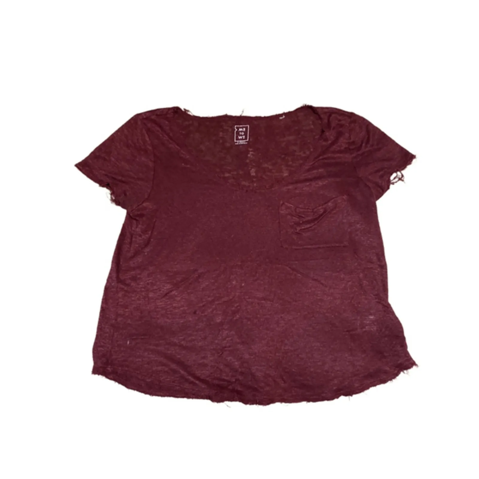 Boho Casual Pocket Tee Maroon Short Sleeve T-Shirt Me to We XS - Image 2