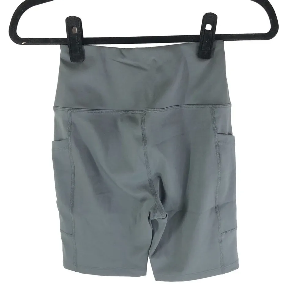 Halara Womens High Waisted Side Pocket Plain Biker Shorts 7'' Dark Jade Gray XS - Image 4