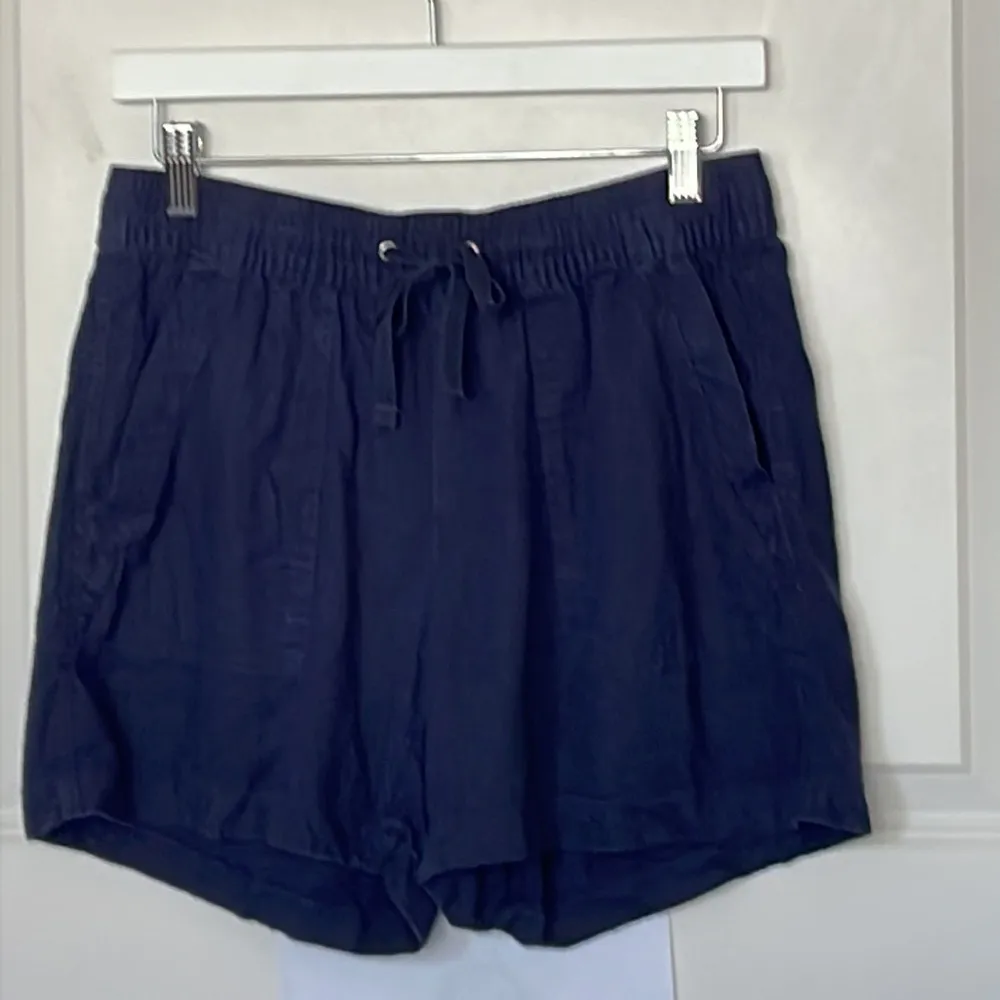 Nautica Navy Linen Blend Pull On Shorts Small - Image 3