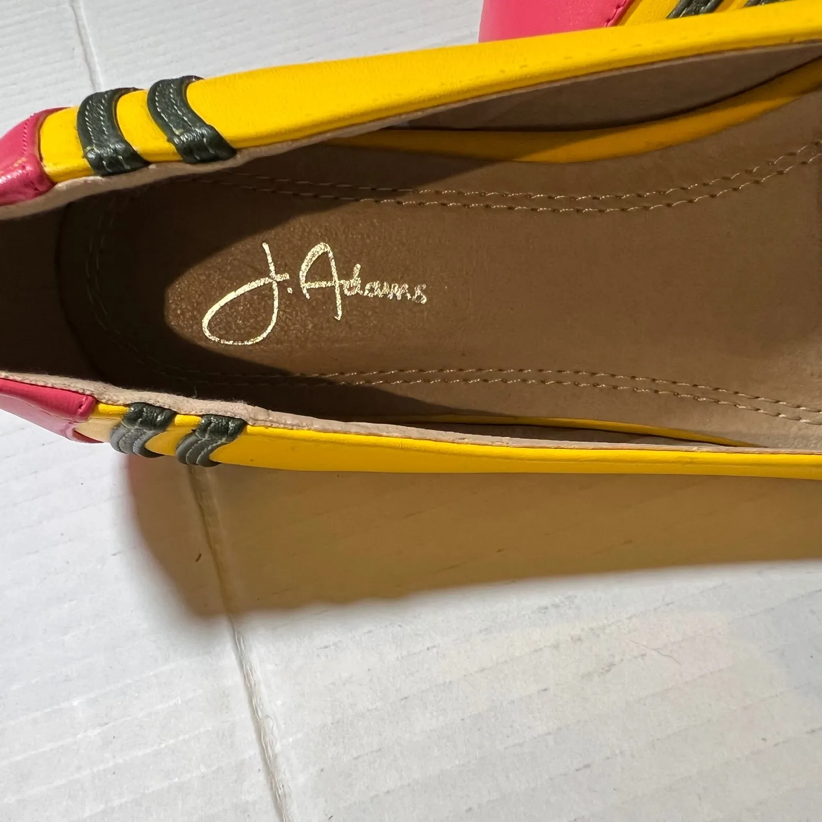 J.Adams Pencil Flats Pointed Toe Slip On Yellow White Black Women's Size‎ 5.5 - Image 9