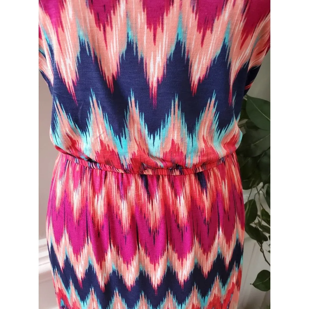 Multicolor Women's Polyester Sleeveless Scoop Neck Long Maxi Dress Size Small - Image 3