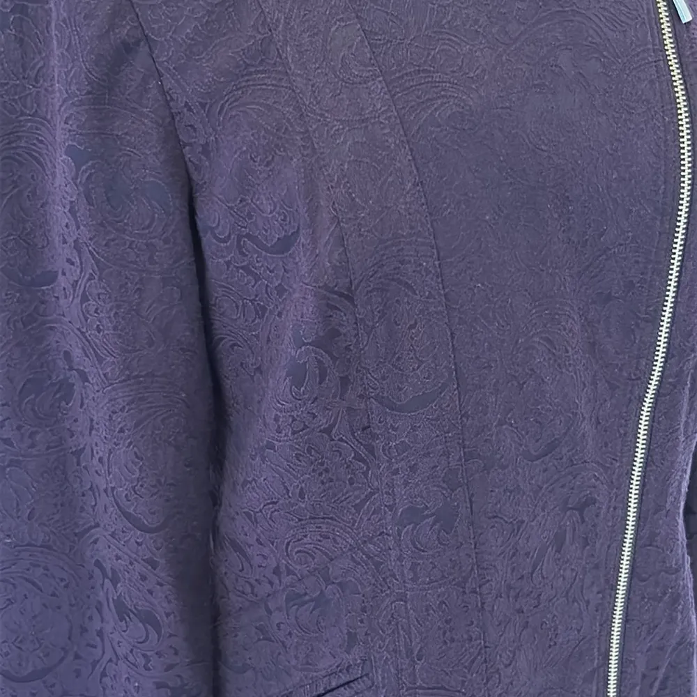 Chicos’s Jacquard Moto Jacket Eggplant - Image 9