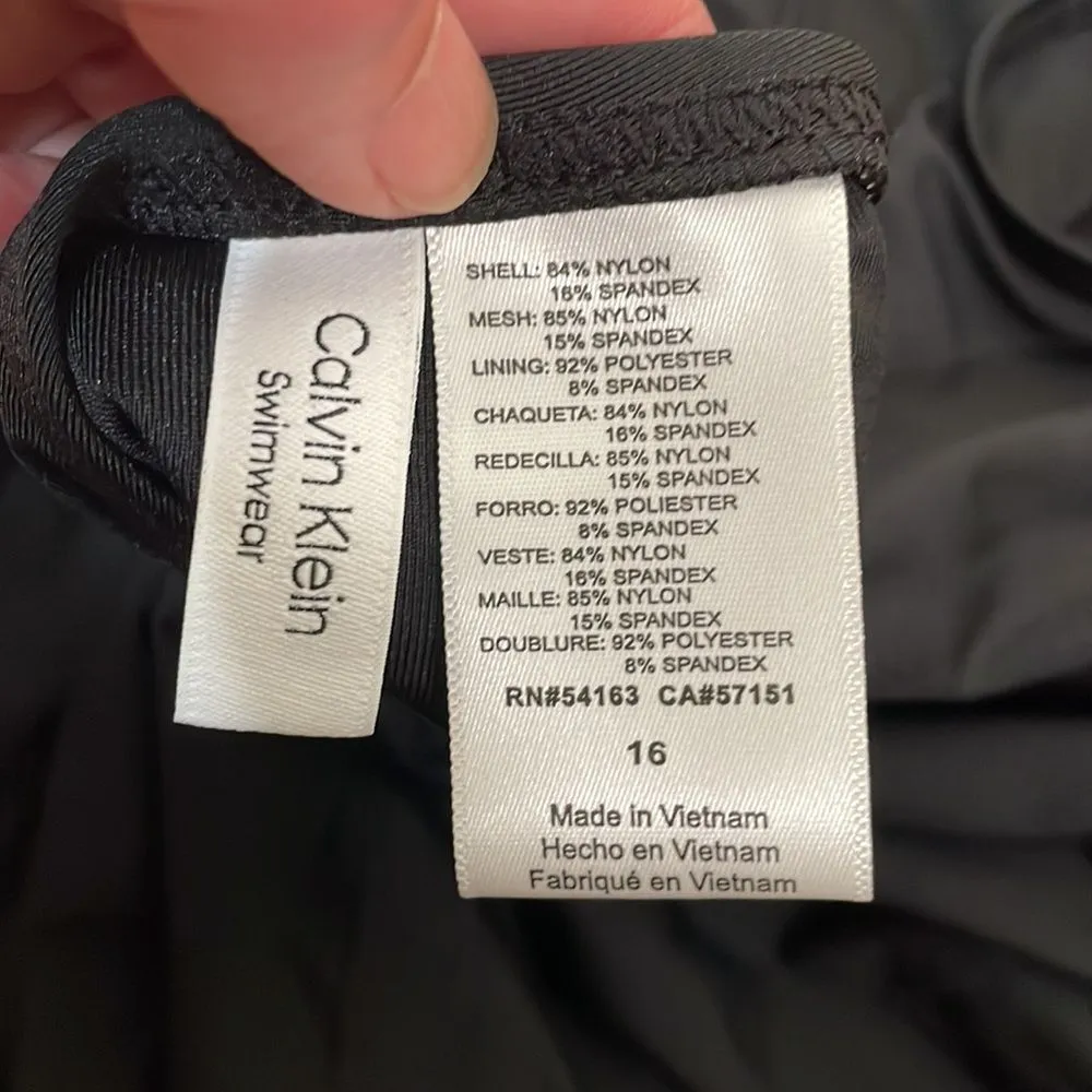 Calvin‎ Klein High-Neck One-Piece Swimsuit Black size 16 NWT - Image 6