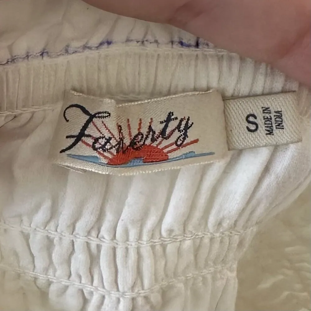 Faherty Strapless White Smocked Cover Up Dress - Size: Small - Image 4