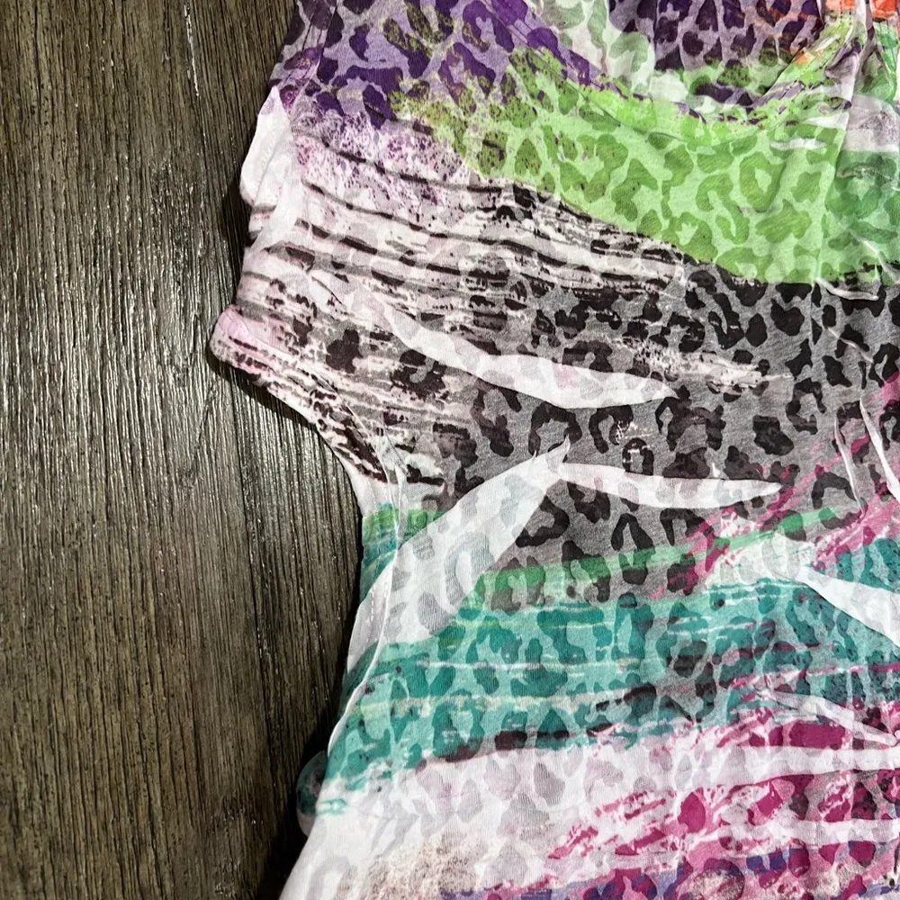 Women’s Evolution Multi Color Cheetah Print Small Tank Top Side Slit Dress - Image 2