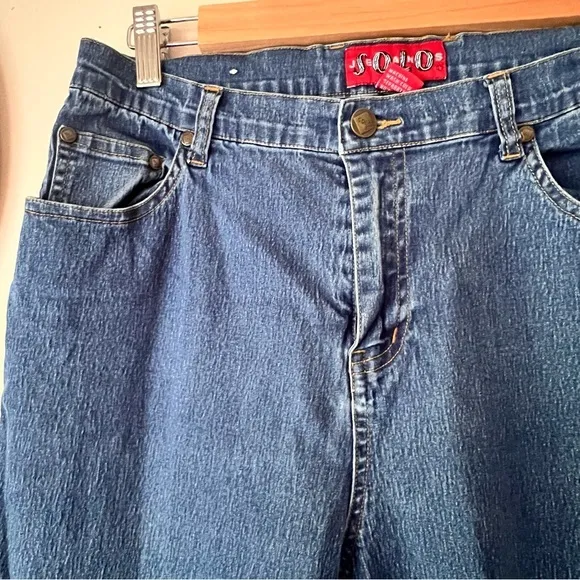 Vintage‎ 90s Y2K SOLO JEANS wide leg corset tie side SIZE 8 embroidered western Blue - Image 6