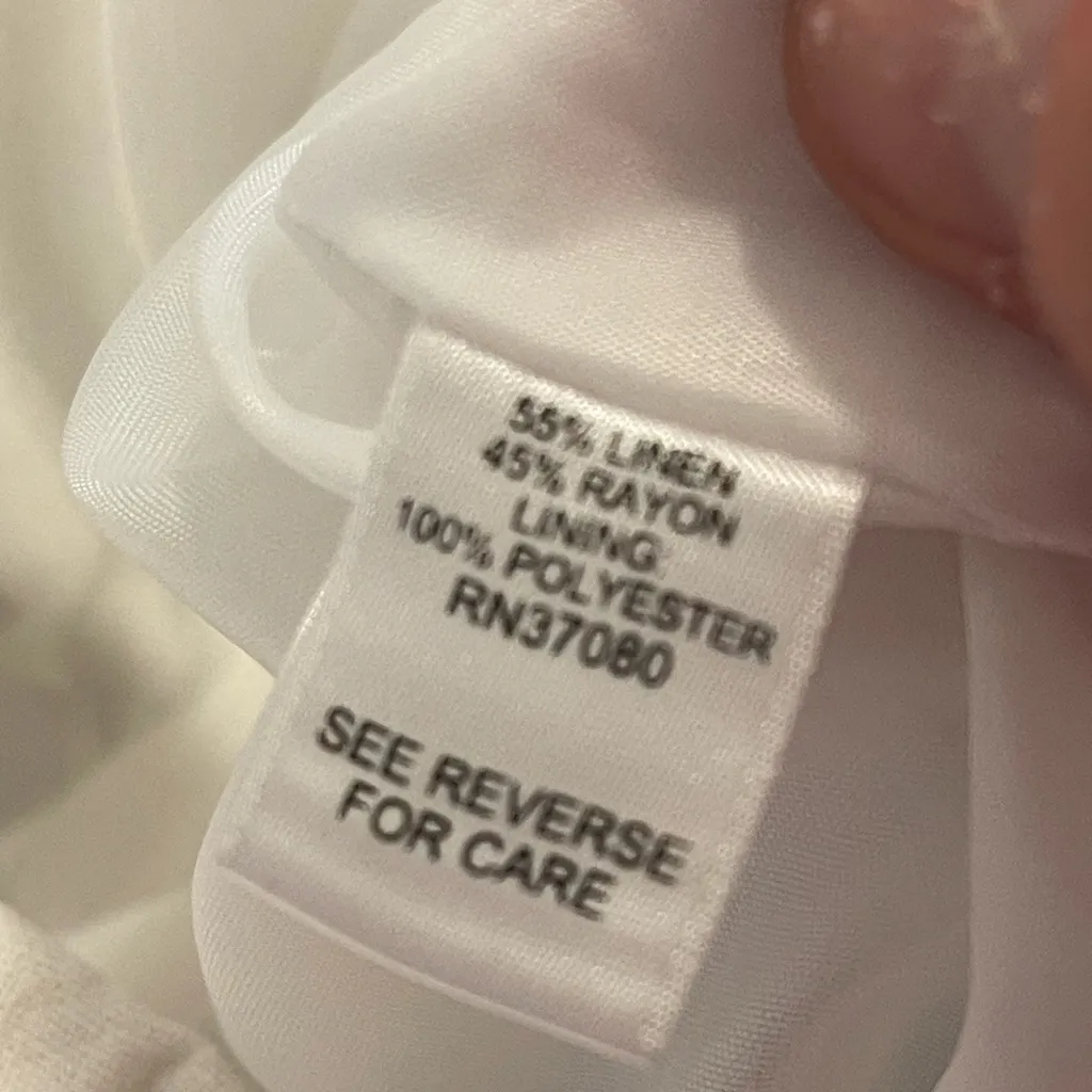 Vintage Y2K Cato White Linen Button-Detail Midi Skirt Coastal Summer Size 8 - Image 3