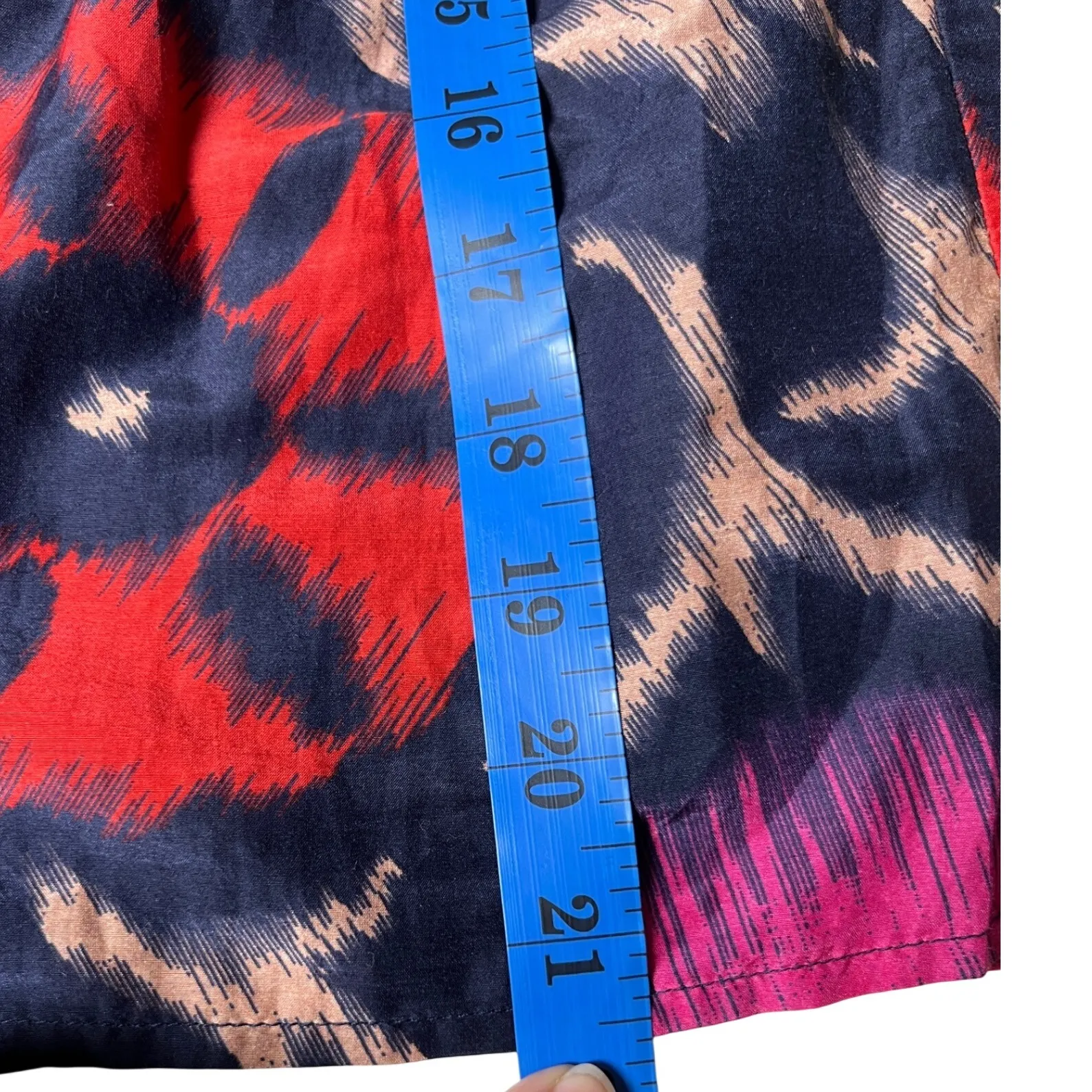 Boho Ikat Print Blouse Silk Cotton Navy Coral‎ Velvet by Graham Spencer XS Blue - Image 10