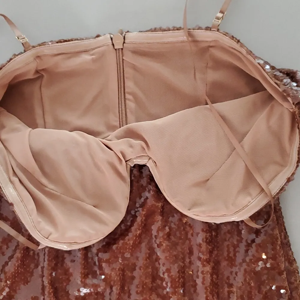 New In Vouge Brown Sequin Maxi Dress Size L - Image 8