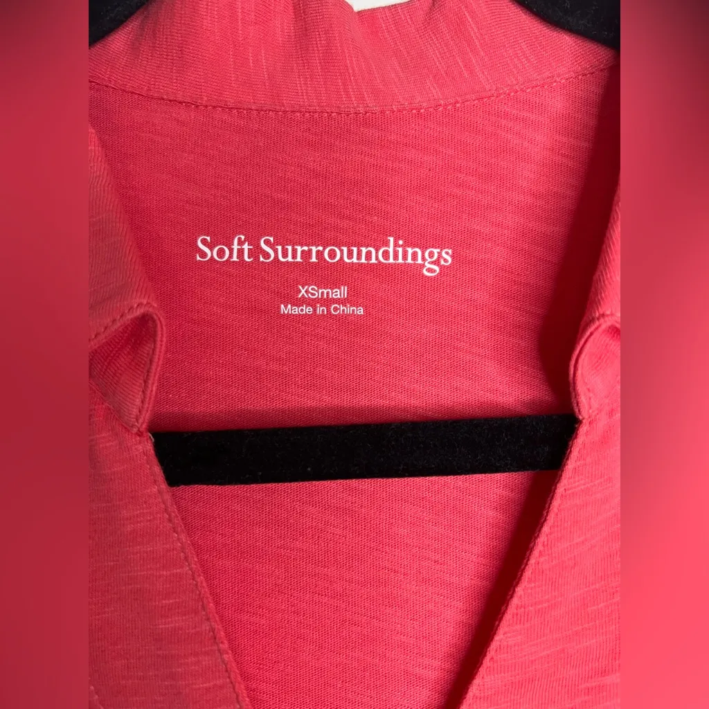 Soft Surroundings Coral Button Front Dress XS Asymmetrical Hem Mixed Buttons - Image 5