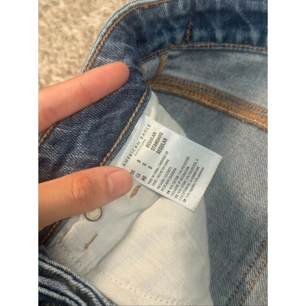 American Eagle Mom Jean Comfort Stretch Waistband Rip Knees Denim High Rise 0 - Image 11