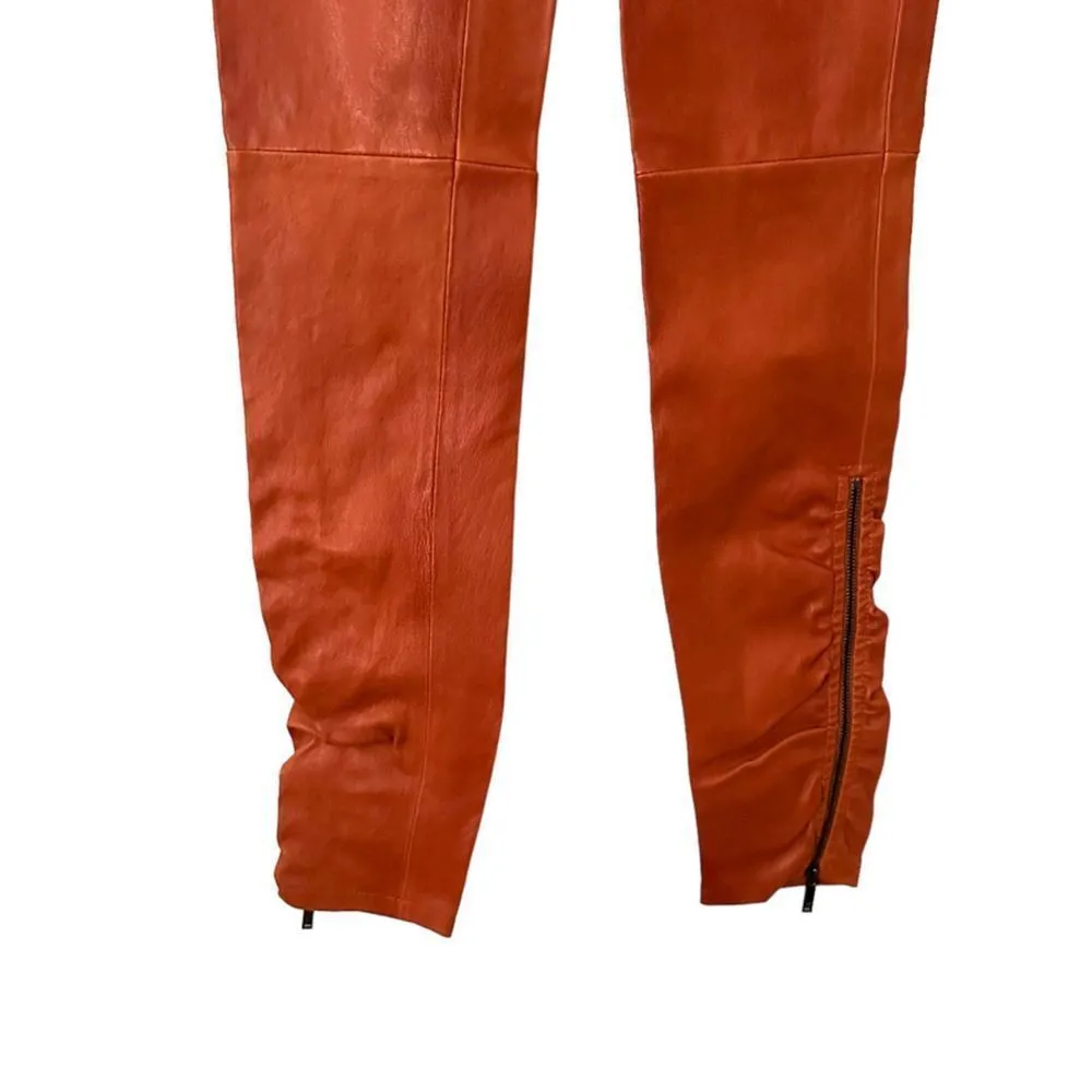 JASON WU GREY Leather Skinny Pants in Terracotta NWOT‎ Sz 2 Orange - Image 5