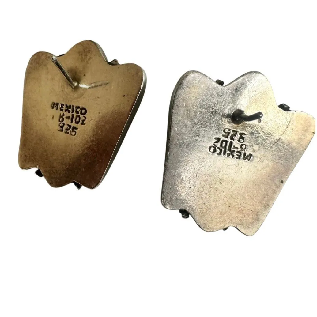 Mexican Sterling Silver Ribbed Post Earrings - Image 7