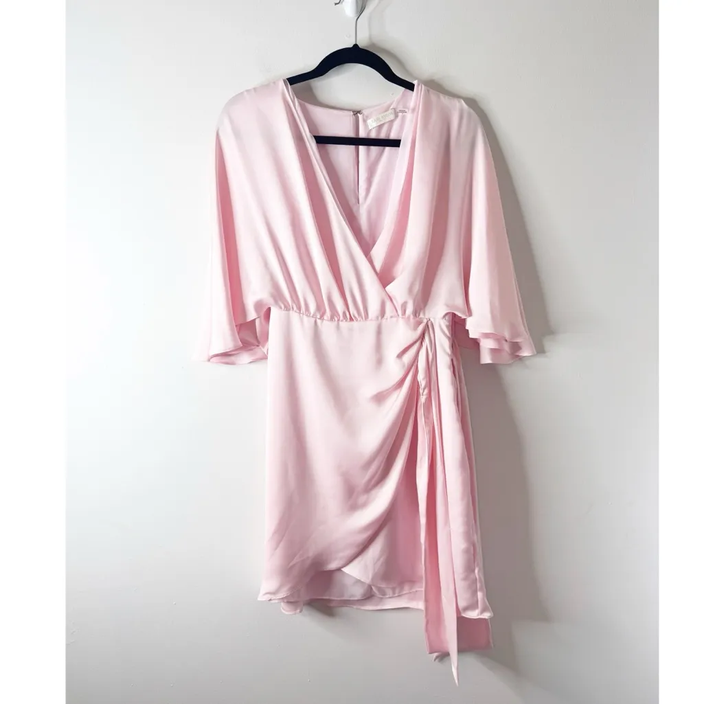Ramy Brook Alexis Satin Faux Wrap Mini Dress size 2 pink - Image 2