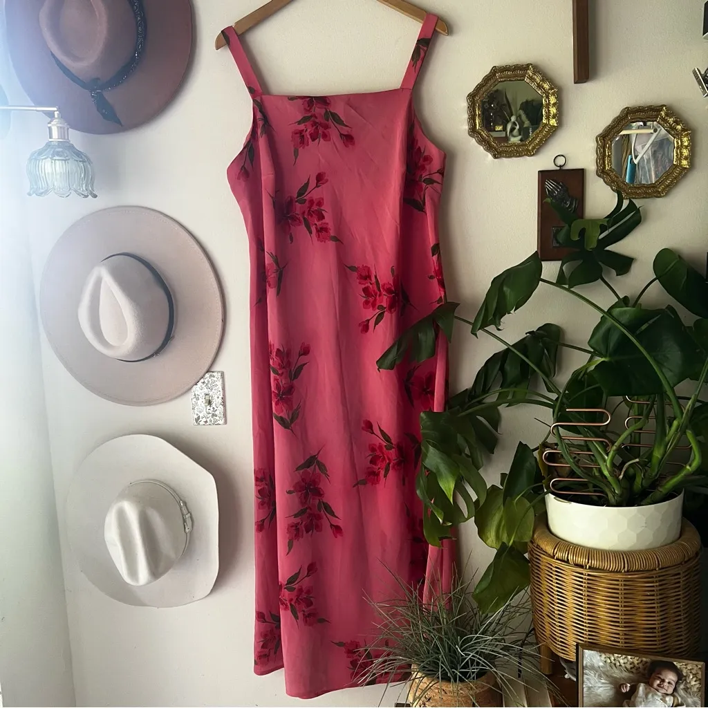 Vintage Expressions‎ 90s y2k floral maxi jumper dress Women’s SIZE XL Pink - Image 5