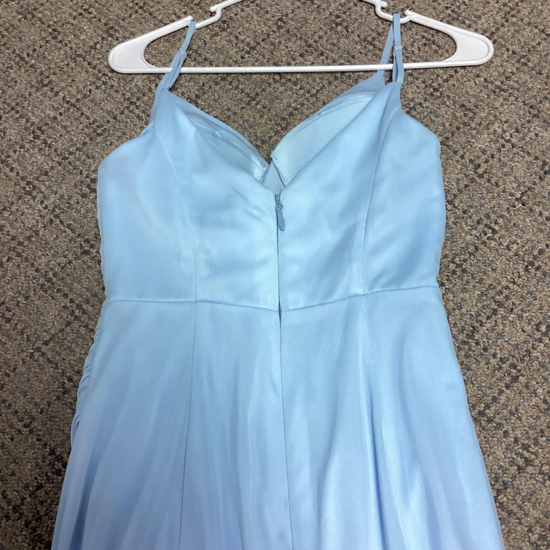 Deandra Sky Blue Chiffon Spaghetti Strap Cowl Neck Formal Dress Size 2 - Image 14