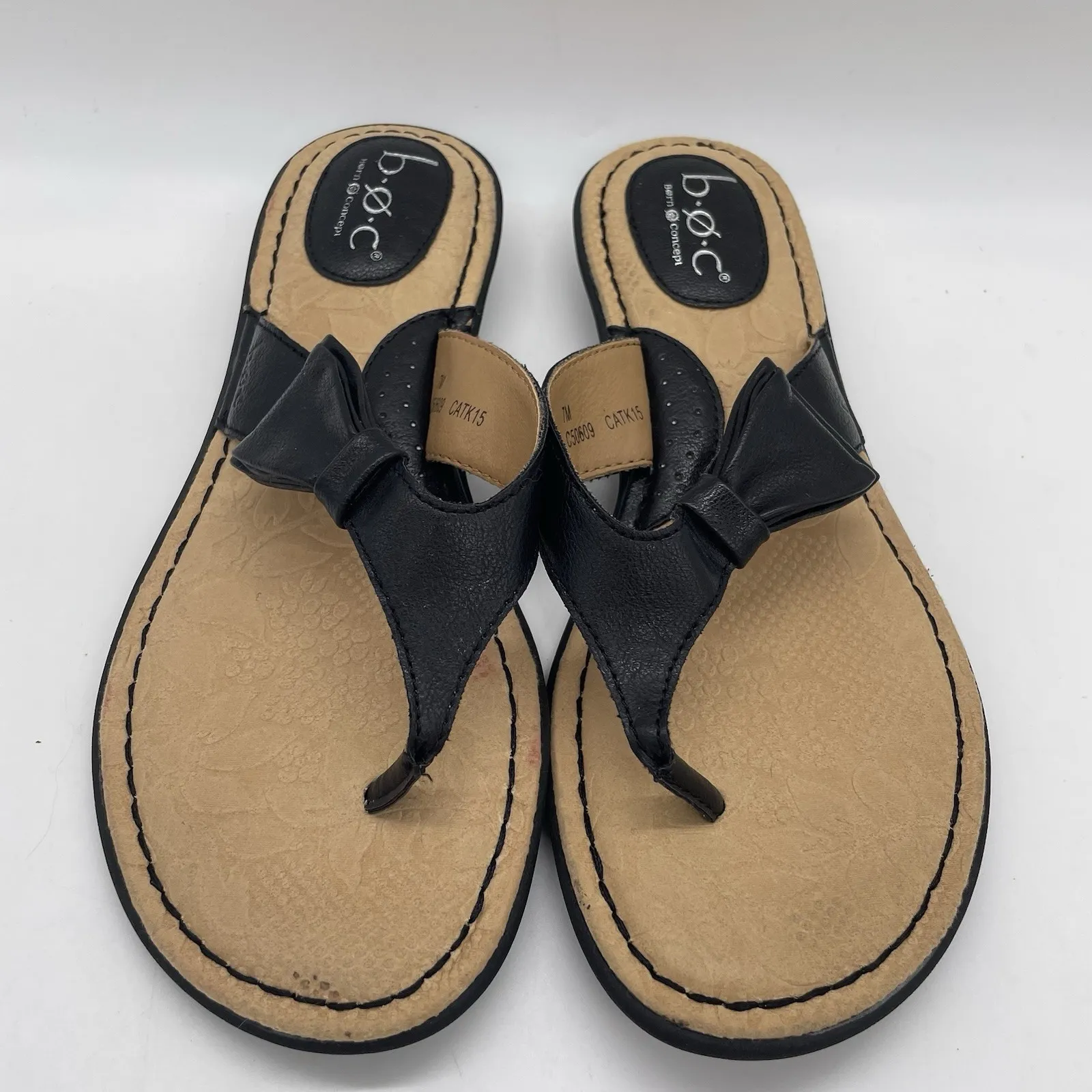 BOC Womens 7 Shoes Black Born Concept Thong Flip Flops‎ Sandals Bow Detail - Image 3