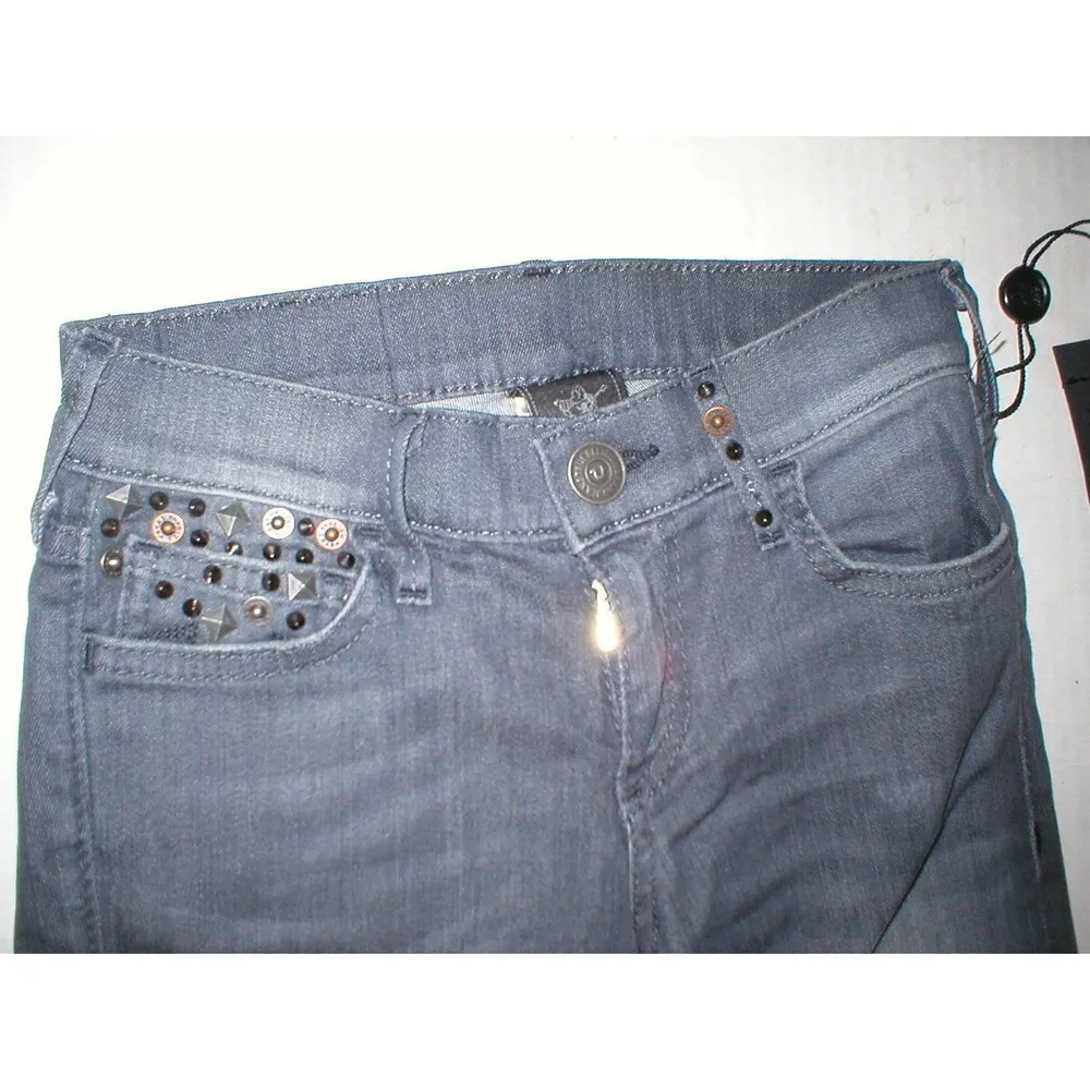 New Womens True Religion Brand Jeans Cora Metal Studs Destroyed Black NWT USA 24 - Image 2