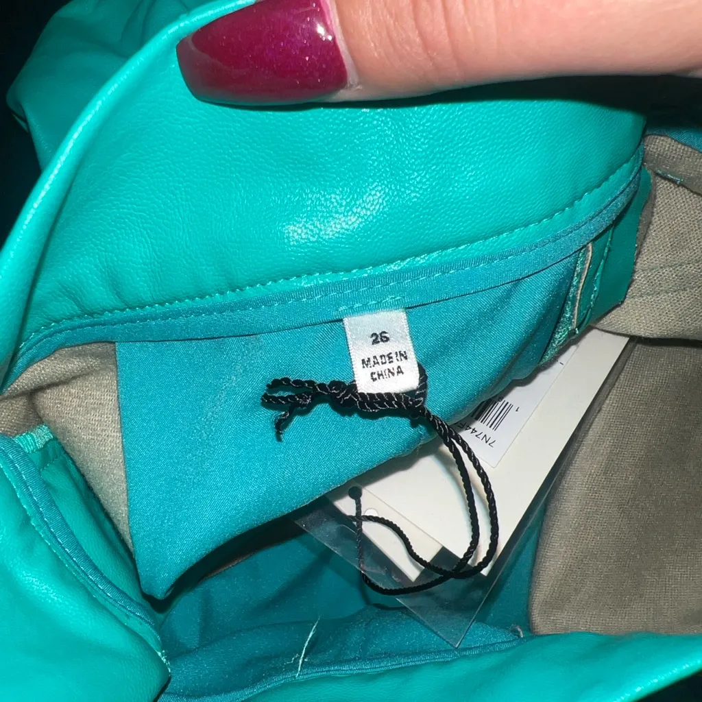 7 for all mankind teal pleather high rise shorts new - Image 11