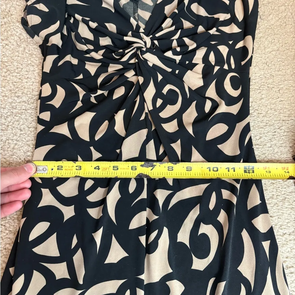 London times Y2K 2000s Vintage Cap Sleeve Midi Dress Abstract Print Ruched sz 4 - Image 11