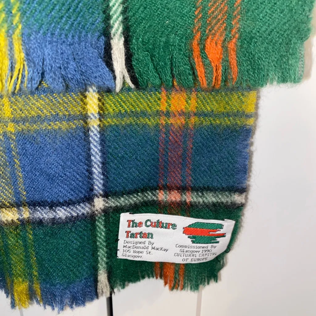 Vintage 90s The Culture Tartan Glasgow Plaid Wool Scarf
Blue Green Red Classic - Image 2